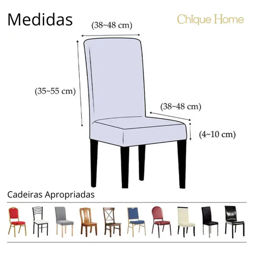 Renove o visual da sua sala de jantar com a Capa Protetora para Cadeira de Jantar Premium Longa, ideal para quem valoriza proteção, funcionalidade e um toque sofisticado na decoração. Da lojaorganizeja.com