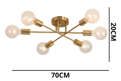 O Lustre Moderno Dourado com 6 Lâmpadas , uma obra de arte luminosa que redefine o luxo na iluminação. Da lojaorganizeja.com