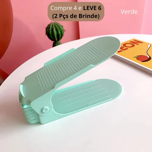 Mantenha seus calçados sempre organizados com o Suporte Organizador Ajustável para Sapatos com Dupla Camada, uma solução prática e moderna para otimizar o espaço em sua casa. Aproveite agora a oferta imperdível: Compre 4 e leve 6 unidades! - lojaorganizeja.com
