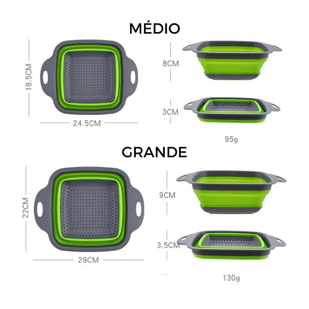 Descubra a inovação na organização da sua cozinha com a Bandeja de Silicone para Guardar e Lavar Frutas e Vegetais da loja lojaorganizeja.com