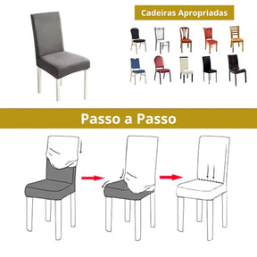 Renove suas cadeiras e transforme o ambiente com a Capa Decorativa Impermeável para Cadeiras de Jantar, que une proteção e estilo para qualquer ocasião. Da lojaorganizeja.com