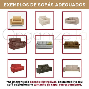 a Capa para Sofá Antiderrapante e Impermeável Cinza Imperiale, a capa para sofá com design elegante em tecido jacquard, acabamento antiderrapante e proteção impermeável. Da lojaorganizeja.com