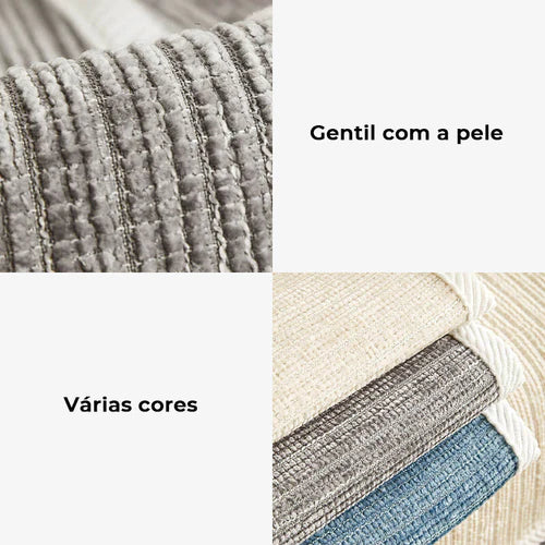 Renove e proteja seu sofá com a Cobertura para Sofá Anti-Arranhões de Chenille Listrado Simples. Da lojaorganizeja.com