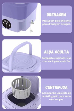  A Lava Roupas e Centrífuga Portátil com capacidade de 8 litros é a solução perfeita para quem precisa de uma maneira rápida e eficiente de lavar roupas em espaços pequenos.  Da lojaorganizeja.com