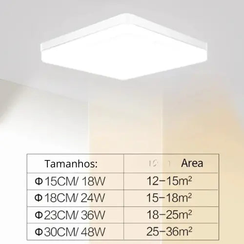 A Luminária de Teto Quadrada Moderna LED Bivolt combina funcionalidade com um design elegante e contemporâneo. Da lojaorganizeja.com