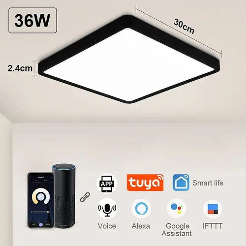 Transforme o ambiente da sua casa com a Luminária de Teto LED Smart Ultrafina, a combinação perfeita entre tecnologia de ponta e design minimalista. Da lojaorganizeja.com