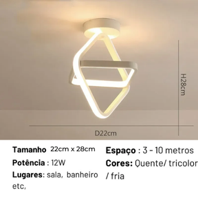 A Luminária de Teto Minimalista LED Plafon Hold Premium - Triangular se destaca pelo seu design geométrico e minimalista. Da lojaorganizeja.com