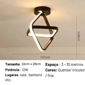 A Luminária de Teto Minimalista LED Plafon Hold Premium - Triangular se destaca pelo seu design geométrico e minimalista. Da lojaorganizeja.com