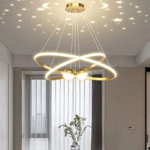 Design Circular e Sofisticado: Transforme seu ambiente com o Lustre Pendente Elegance LED Duplo Circular, que traz uma proposta moderna e sofisticada. Da lojaorganizeja.com