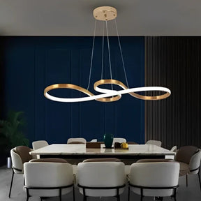 Transforme o ambiente com o charme elegante do Lustre Pendente Elos Infinity em Led. Da lojaorganizeja.com