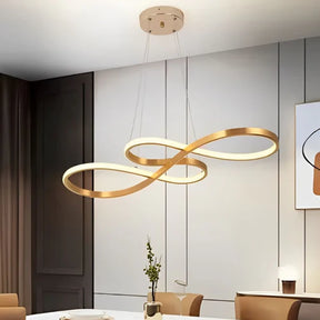 Transforme o ambiente com o charme elegante do Lustre Pendente Elos Infinity em Led. Da lojaorganizeja.com