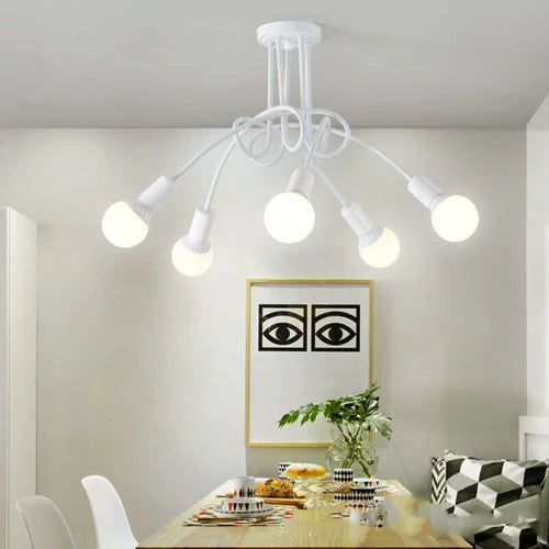 Estilo Marcante com Hastes Entrelaçadas: Eleve a decoração de qualquer ambiente com o Lustre Sputnik Entrelaçado LED, disponível em versões de 3 e 5 hastes. Da lojaorganizeja.com