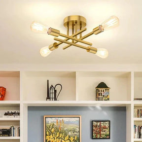 Adicione um toque de luxo e sofisticação ao seu ambiente com o Lustre de Teto Hashtag Flash Dourado LED.  Da lojaorganizeja.com