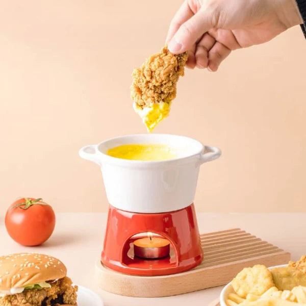 Prepare-se para uma experiência gastronômica única com a nossa Panela de Fondue de Queijo e Chocolate de Cerâmica. Da lojaorganizeja.com