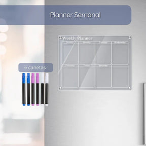 Organize suas tarefas com estilo e eficiência usando o Quadro de Planejamento em Acrílico. Ideal para ambientes de trabalho ou para sua casa, ele proporciona uma visualização clara e prática do seu dia a dia. Da lojaorganizeja.com