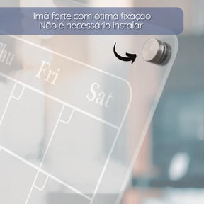 Organize suas tarefas com estilo e eficiência usando o Quadro de Planejamento em Acrílico. Ideal para ambientes de trabalho ou para sua casa, ele proporciona uma visualização clara e prática do seu dia a dia. Da lojaorganizeja.com