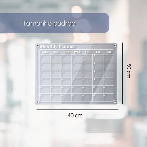 Organize suas tarefas com estilo e eficiência usando o Quadro de Planejamento em Acrílico. Ideal para ambientes de trabalho ou para sua casa, ele proporciona uma visualização clara e prática do seu dia a dia. Da lojaorganizeja.com