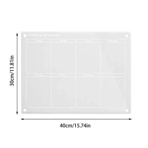 Organize suas tarefas com estilo e eficiência usando o Quadro de Planejamento em Acrílico. Ideal para ambientes de trabalho ou para sua casa, ele proporciona uma visualização clara e prática do seu dia a dia. Da lojaorganizeja.com