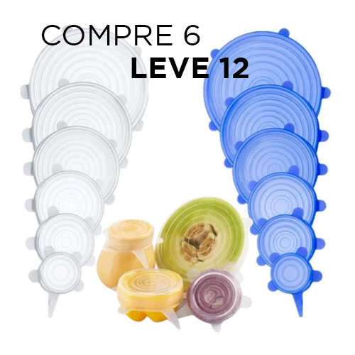 Tampa de Silicone Reutilizável Universal - Compre 6 leve 12