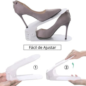 Mantenha seus calçados sempre organizados com o Suporte Organizador Ajustável para Sapatos com Dupla Camada, uma solução prática e moderna para otimizar o espaço em sua casa. Aproveite agora a oferta imperdível: Compre 4 e leve 6 unidades! - lojaorganizeja.com