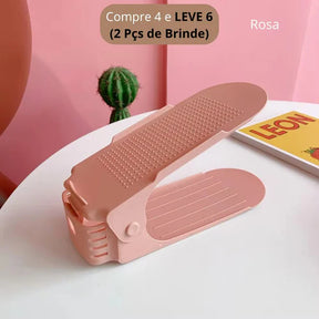 Mantenha seus calçados sempre organizados com o Suporte Organizador Ajustável para Sapatos com Dupla Camada, uma solução prática e moderna para otimizar o espaço em sua casa. Aproveite agora a oferta imperdível: Compre 4 e leve 6 unidades! - lojaorganizeja.com