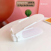 Mantenha seus calçados sempre organizados com o Suporte Organizador Ajustável para Sapatos com Dupla Camada, uma solução prática e moderna para otimizar o espaço em sua casa. Aproveite agora a oferta imperdível: Compre 4 e leve 6 unidades! - lojaorganizeja.com