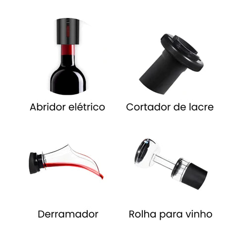 Abridor de Vinho Elétrico - Fresh GuardPro 4 em 1