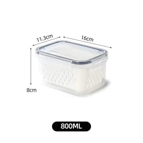 A Caixa de Armazenamento de Geladeira com Cesta de Drenagem, a solução inteligente para manter seus alimentos frescos e sua geladeira organizada. Da loja lojaorganizeja.com