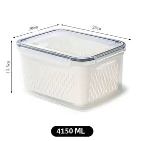 A Caixa de Armazenamento de Geladeira com Cesta de Drenagem, a solução inteligente para manter seus alimentos frescos e sua geladeira organizada. Da loja lojaorganizeja.com